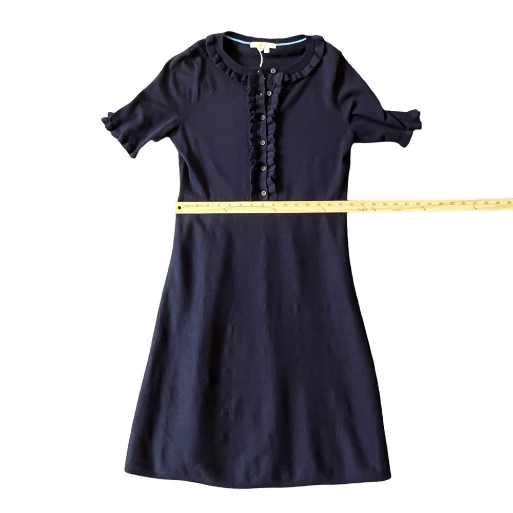 Boden Ruffle Frill Detail Short Sleeve Navy Knit Dress Size 8R - Picture 9 of 13